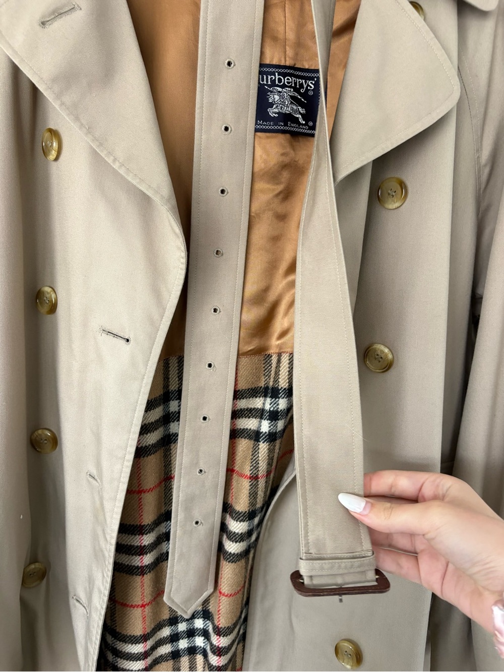 Vintage Burberry Tan Trench 100% Wool - Picture 4 of 13